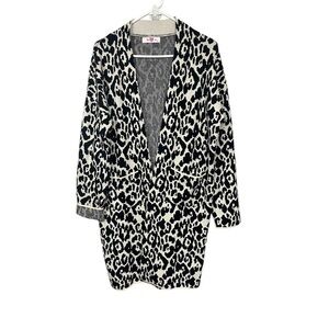 𝅺buddy Love Black White Leopard "Tina" Cardigan Duster Sweater, M/L